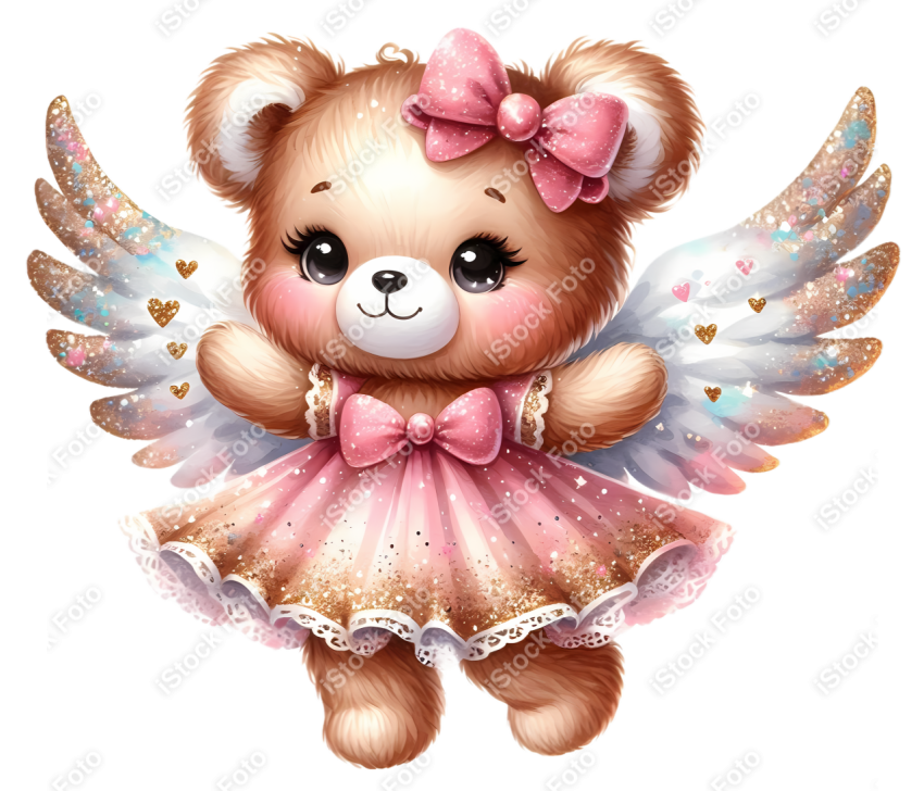 Ursinha anjo glitter png fundo transparente