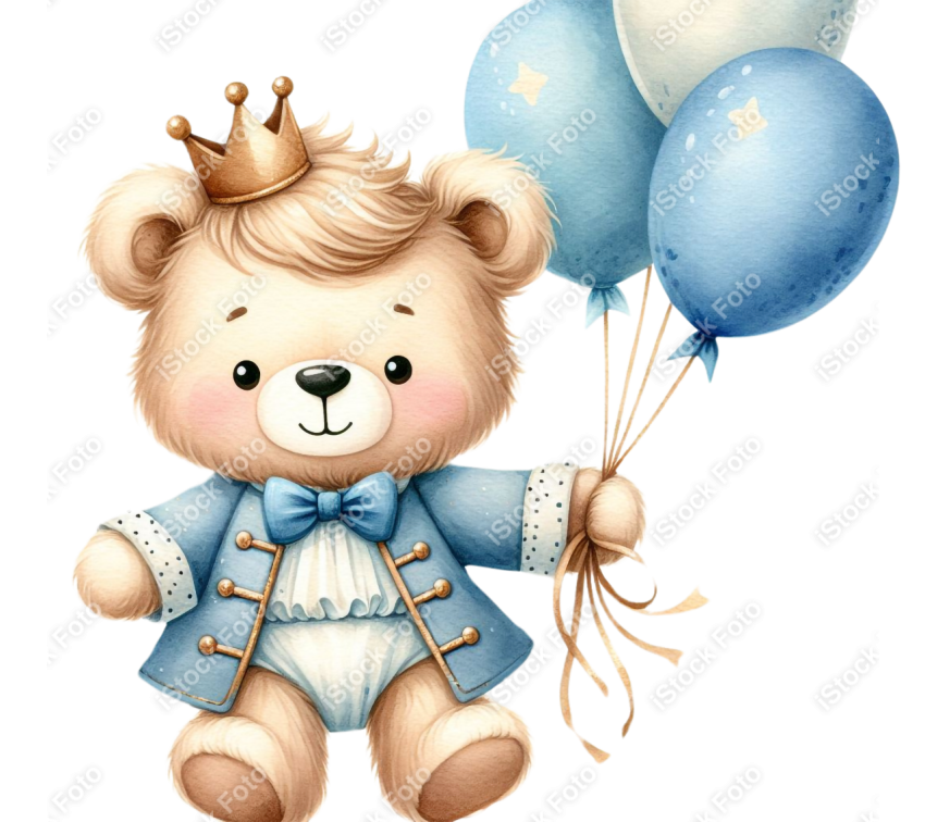 Ursinho príncipe aquarela azul