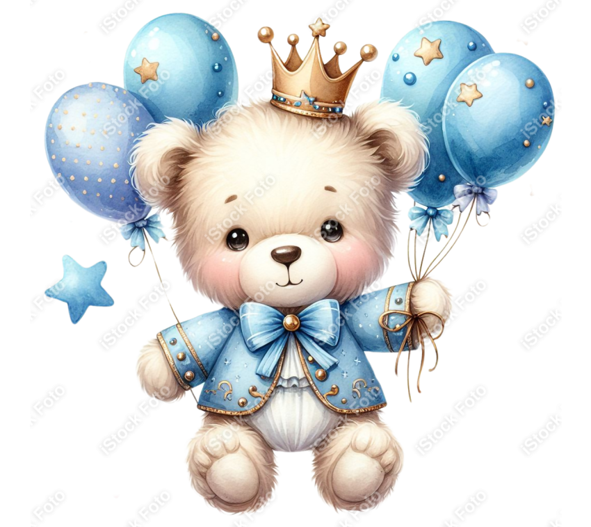 Ursinho aquarela azul