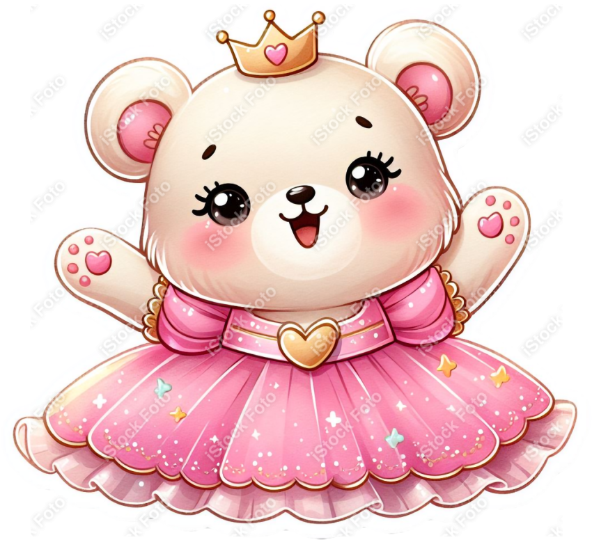 PNG sticker ursinha princesa rosa (7)