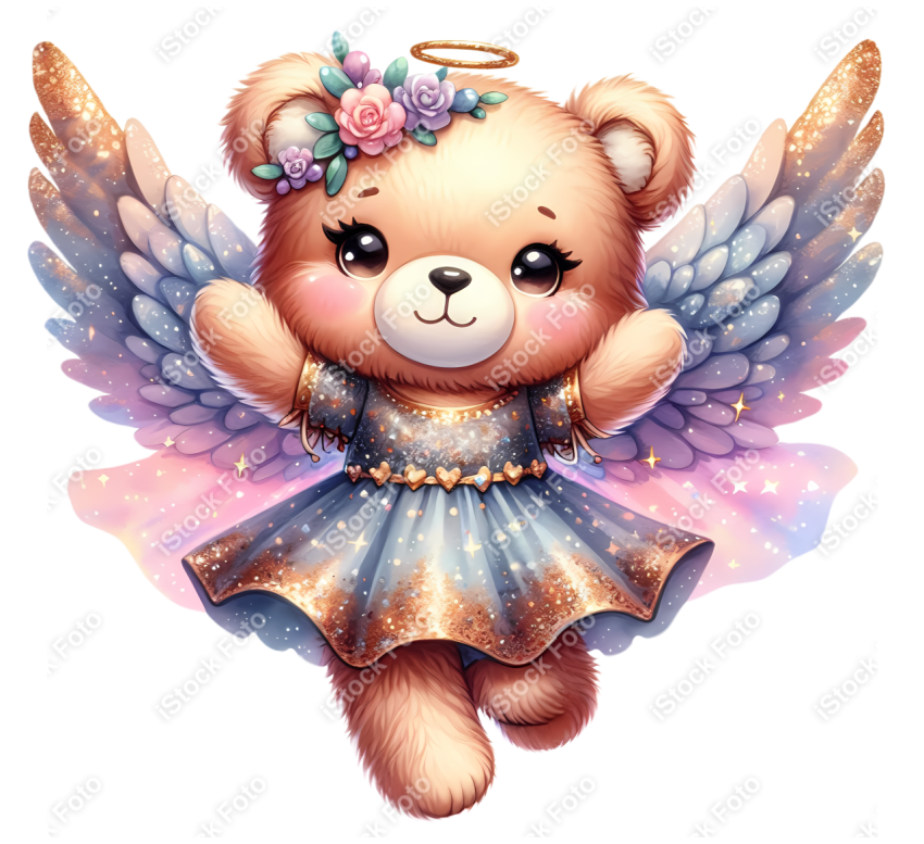 Ursinha anjo glitter png fundo transparente