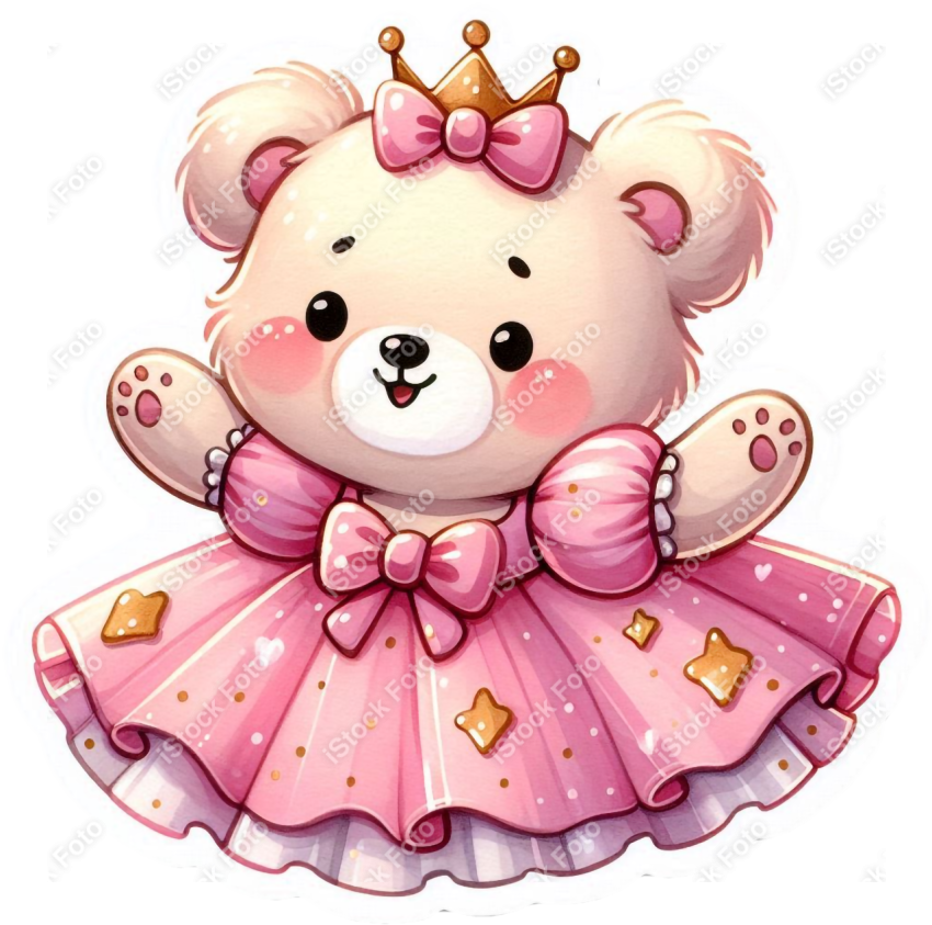 PNG sticker ursinha princesa rosa (9)