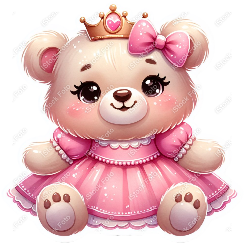 PNG sticker ursinha princesa rosa (15)