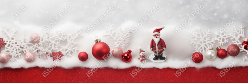 White handmade felt Santa Claus background and Christmas symbols