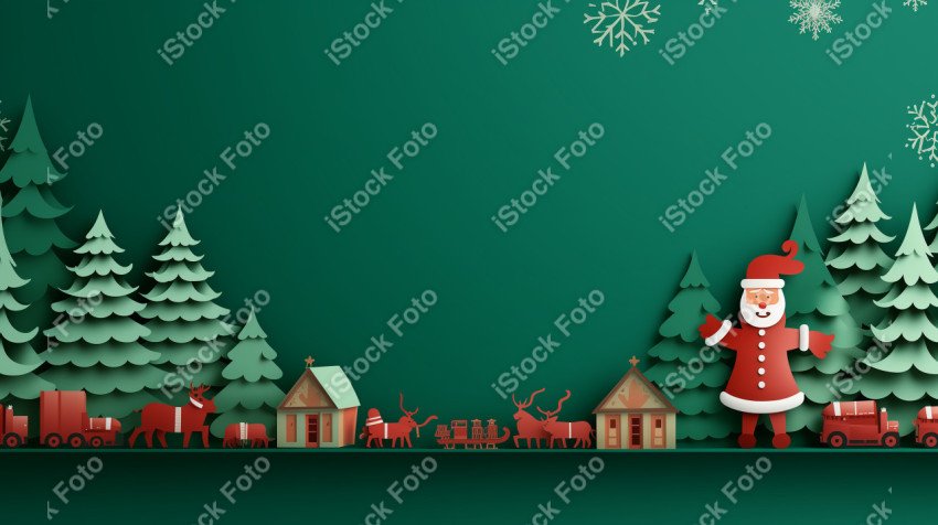 Green Paper Cut Christmas Wallpaper Background