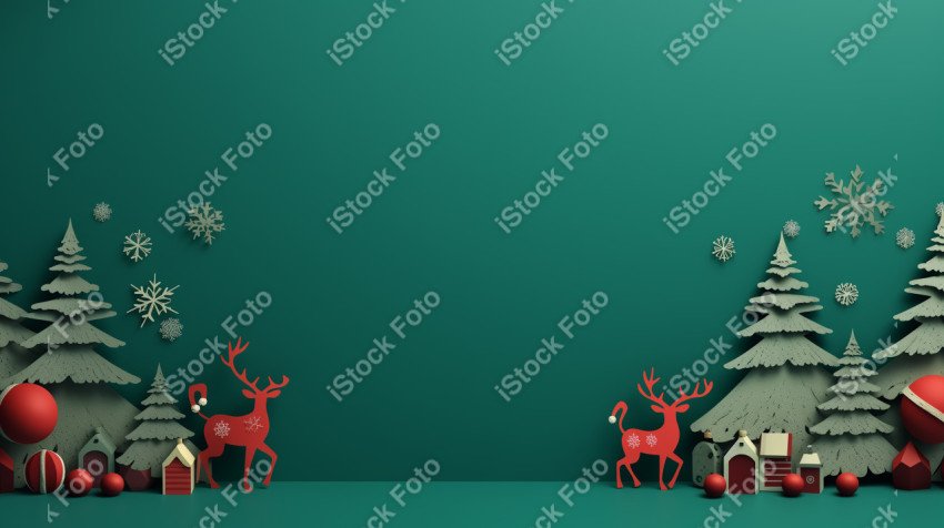 Green Paper Cut Christmas Wallpaper Background