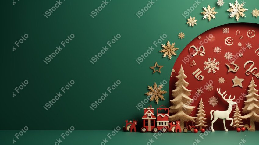 Green Paper Cut Christmas Wallpaper Background