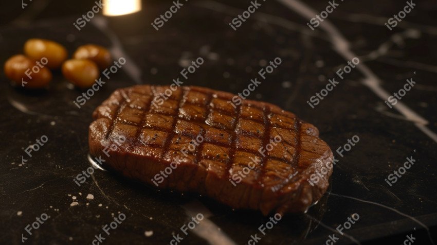 Fatias suculentas de churrasco, sobre uma mesa