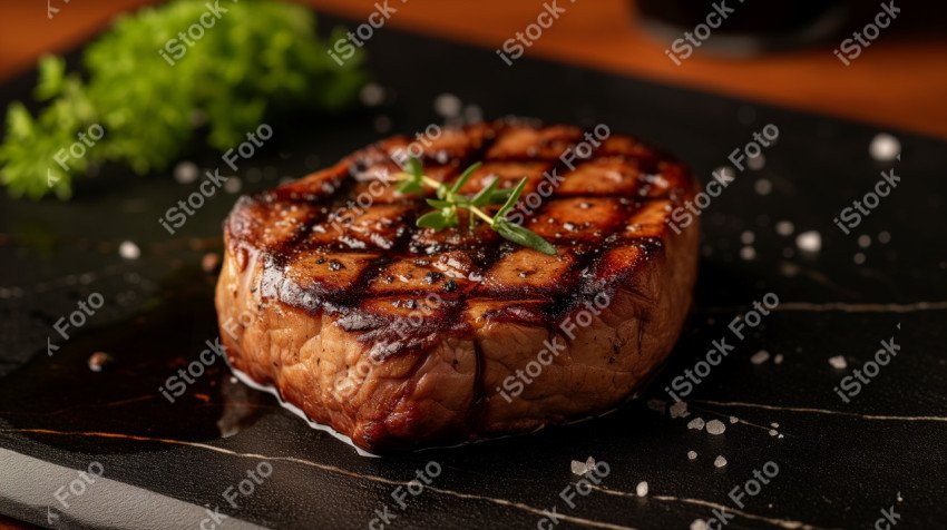 Fatias suculentas de churrasco, sobre uma mesa