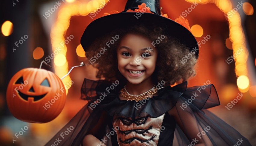 Happy halloween children in costumes and makeup holiday happy ha