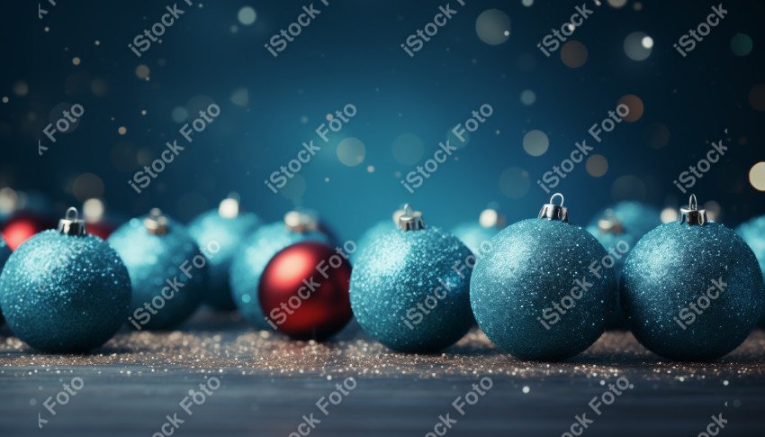 A beautiful background with beautiful Christmas balls and snow