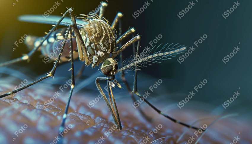Foto em close que captura um mosquito da dengue, Gerado por IA (41)