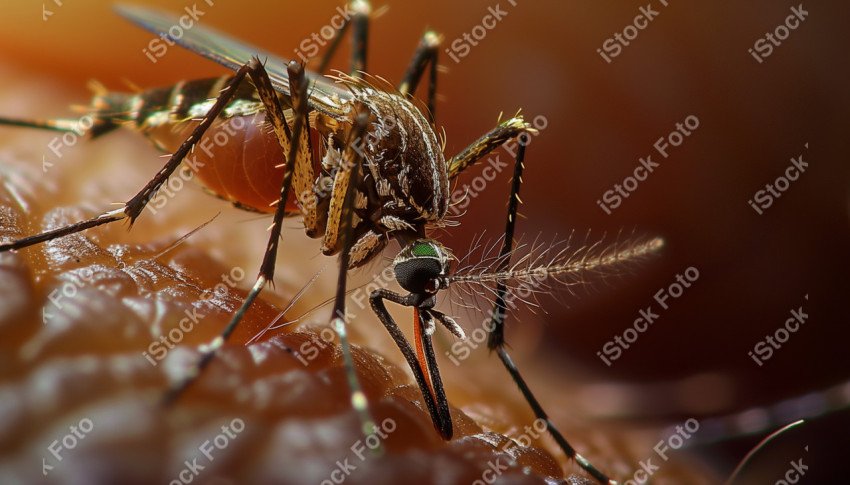 Foto em close que captura um mosquito da dengue, Gerado por IA (42)