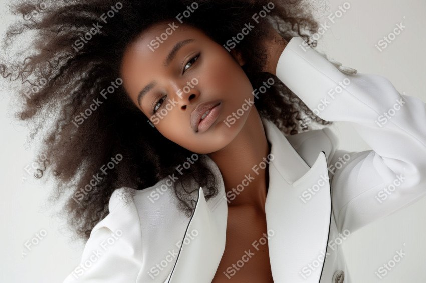 Uma jovem afro-americana vestida de maneira carismática e elega