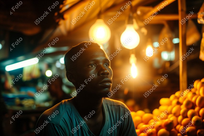 Um comerciante africano, rosto sereno, Gerado com IA (3)