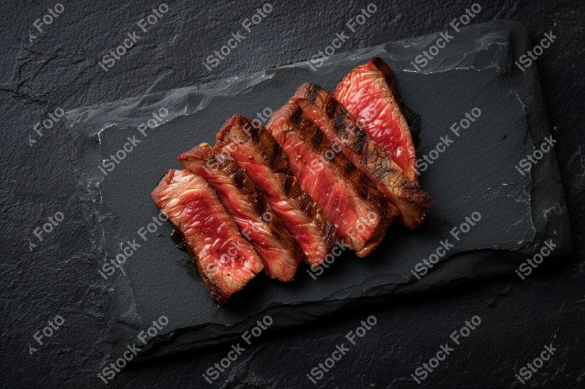 Fatias suculentas de churrasco, sobre uma mesa