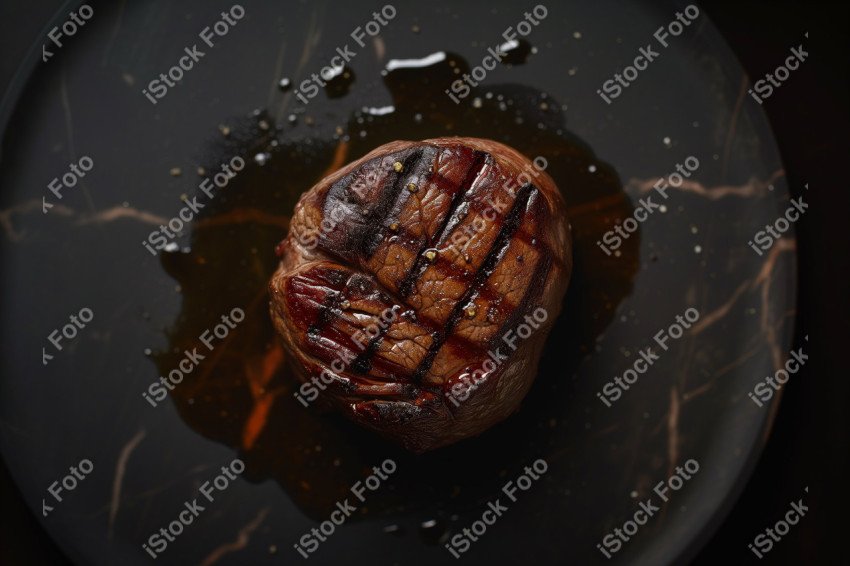 Fatias suculentas de churrasco, sobre uma mesa