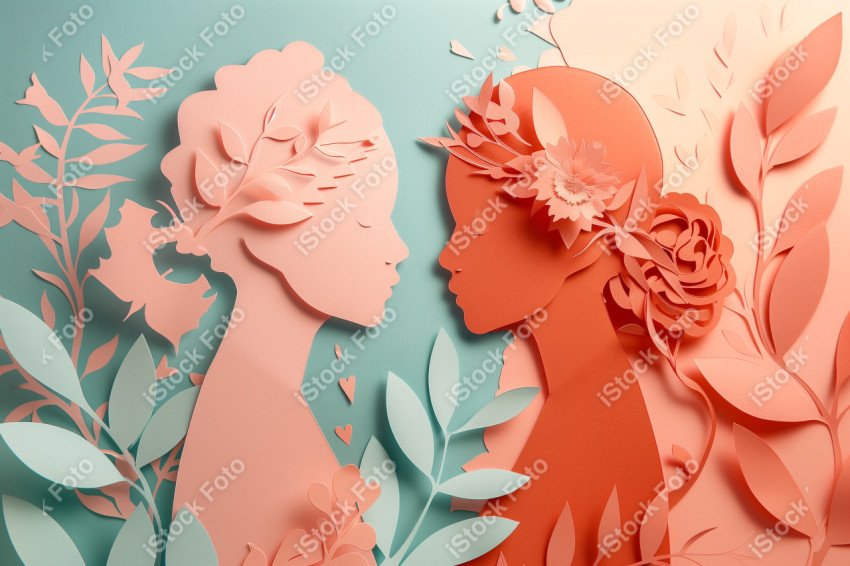 Imagem Grátis Ilustração estilo de papel do Dia Internacional da Mulher em estilo naturalista, rosa claro (4)