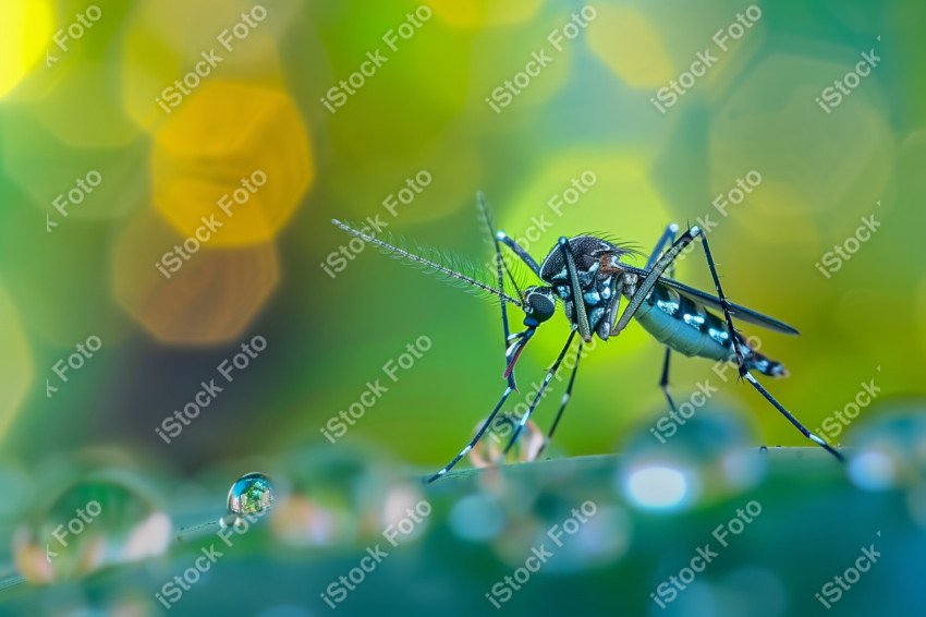 Foto em close que captura um mosquito da dengue, Gerado por IA (13)