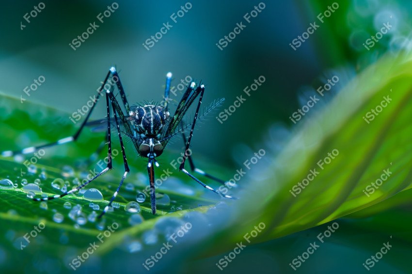 Foto em close que captura um mosquito da dengue, Gerado por IA (19)