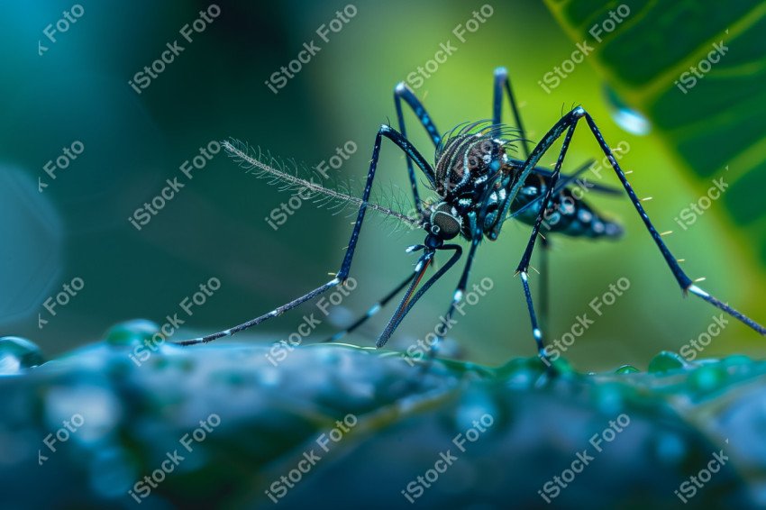 Foto em close que captura um mosquito da dengue, Gerado por IA (2)