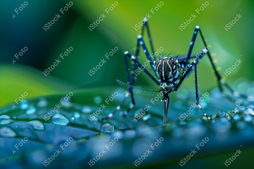 Foto em close que captura um mosquito da dengue, Gerado por IA (3)