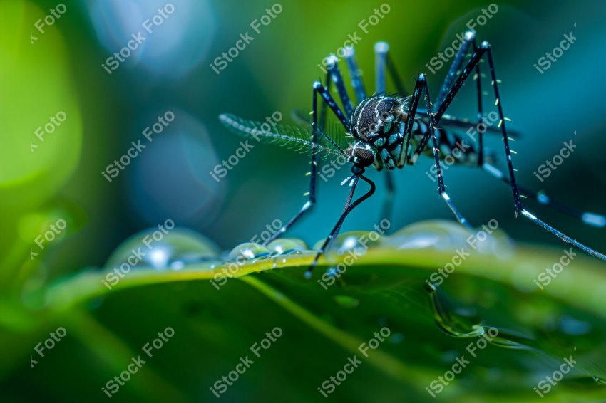 Foto em close que captura um mosquito da dengue, Gerado por IA (26)