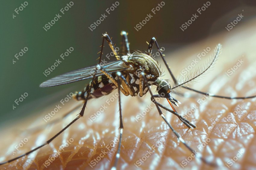 Foto em close que captura um mosquito da dengue, Gerado por IA (31)