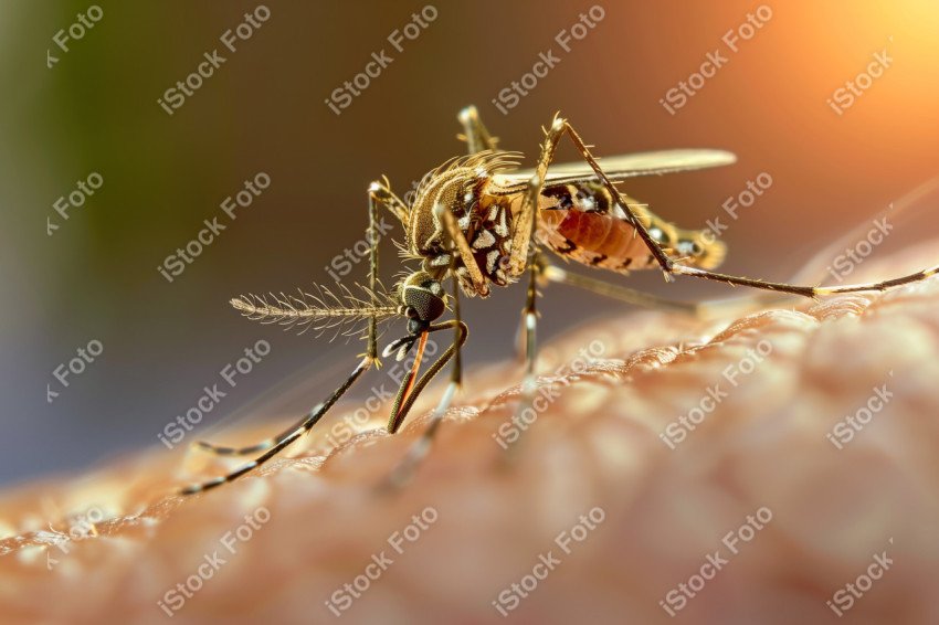 Foto em close que captura um mosquito da dengue, Gerado por IA (34)