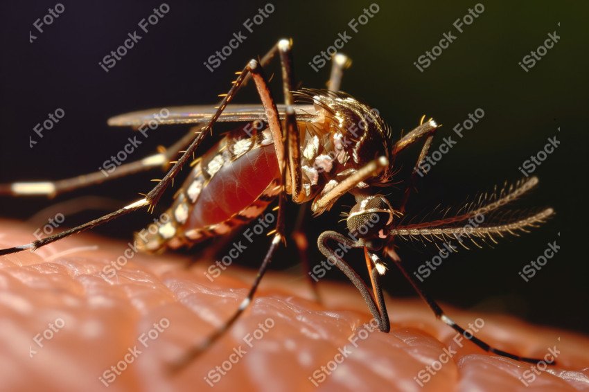 Foto em close que captura um mosquito da dengue, Gerado por IA (38)