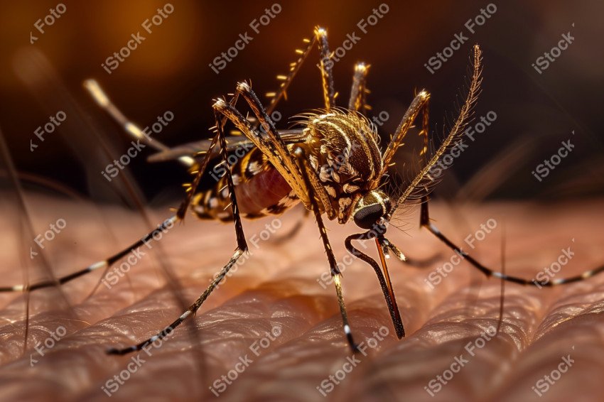 Foto em close que captura um mosquito da dengue, Gerado por IA (33)