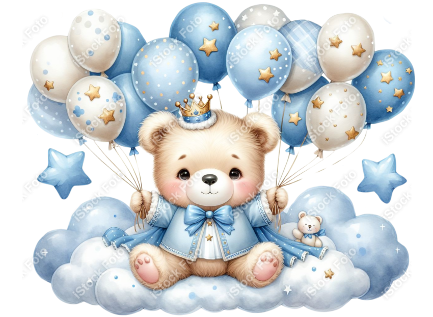 Ursinho aquarela azul