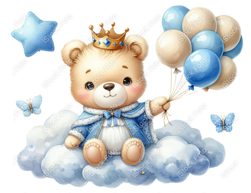 Ursinho aquarela azul