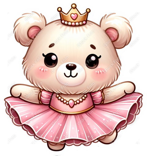 PNG sticker ursinha princesa rosa (3)