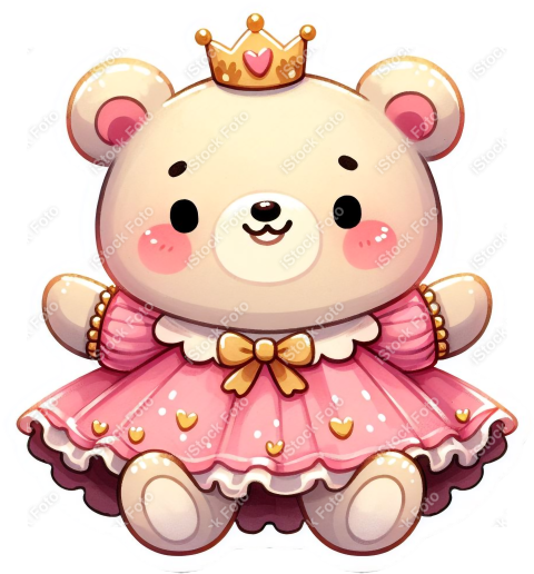 PNG sticker ursinha princesa rosa (12)
