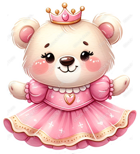 PNG sticker ursinha princesa rosa (14)