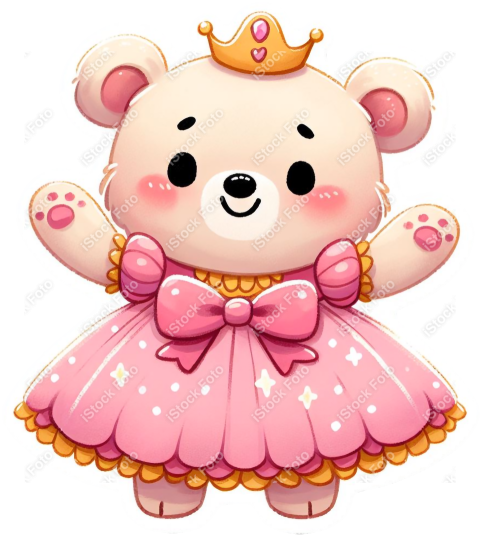 PNG sticker ursinha princesa rosa (5)