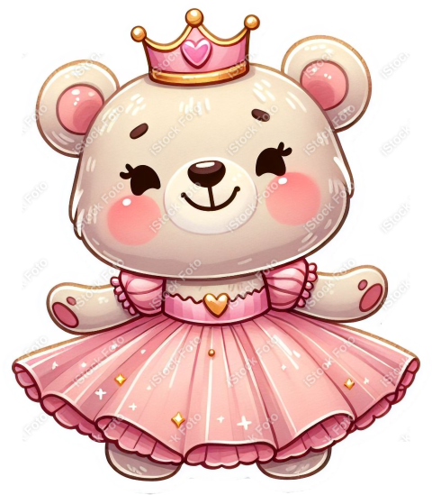 PNG sticker ursinha princesa rosa (4)