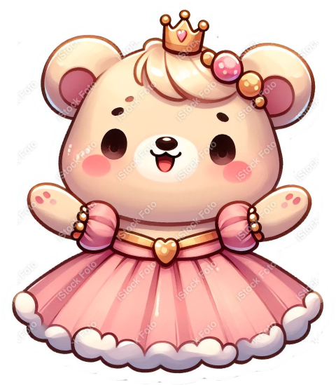PNG sticker ursinha princesa rosa (6)