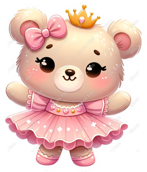 PNG sticker ursinha princesa rosa (8)