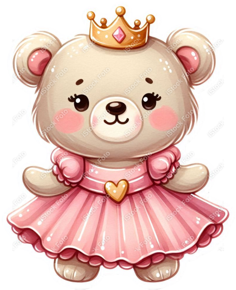 PNG sticker ursinha princesa rosa (1)