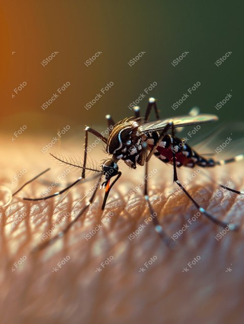 Foto em close que captura um mosquito da dengue, Gerado por IA (32)