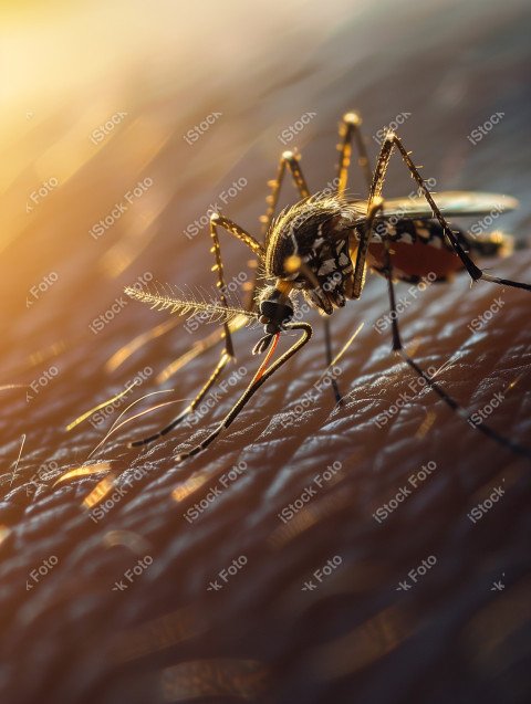 Foto em close que captura um mosquito da dengue, Gerado por IA (28)