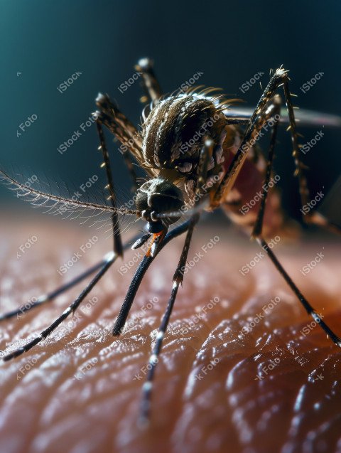 Foto em close que captura um mosquito da dengue, Gerado por IA (39)