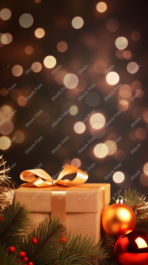 Background Wallpaper with Christmas decoration and gifts