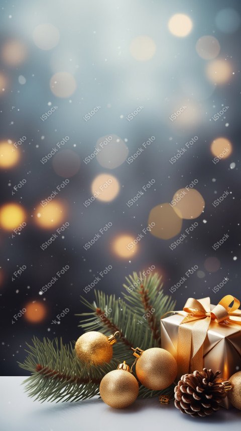 Background Wallpaper with Christmas decoration and gifts