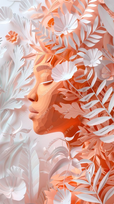 Ilustração conceito de estilo de papel do Dia Internacional da Mulher em estilo naturalista, rosa claro (20)