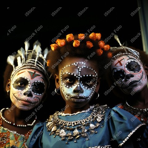 Happy halloween children in costumes and makeup holiday happy ha