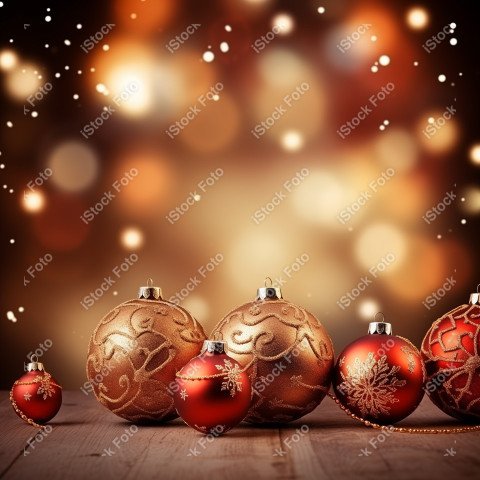 A beautiful background with beautiful Christmas balls and snow