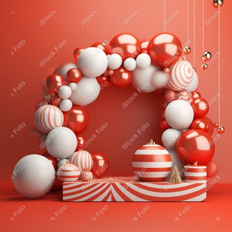 Christmas background with bright red and white colors